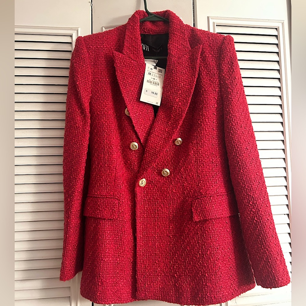 Zara Tweed Pink Blazer